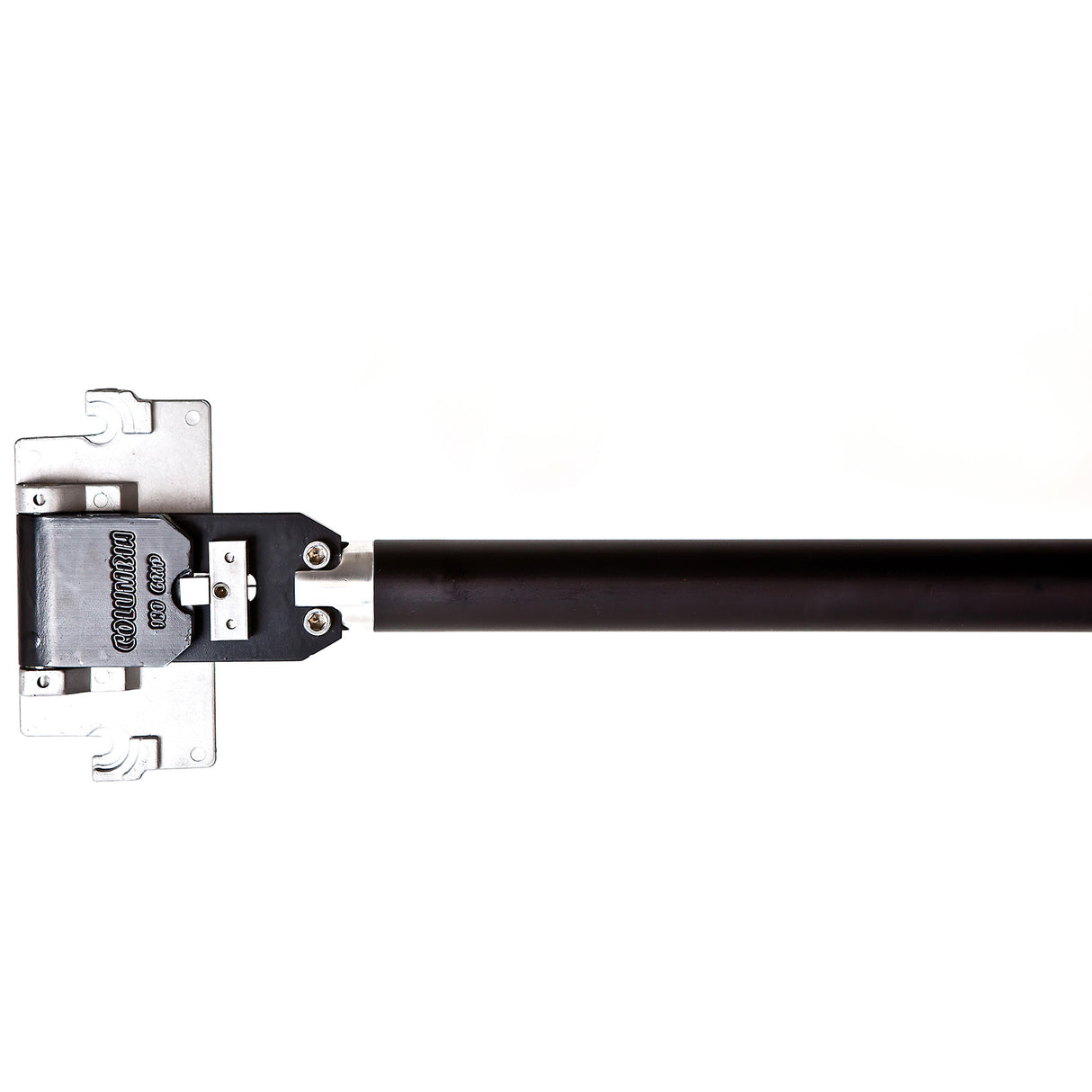 Close-up of a gunmetal grey Columbia 180 Grip Flat Box handle head made from strong billet aluminum, top view