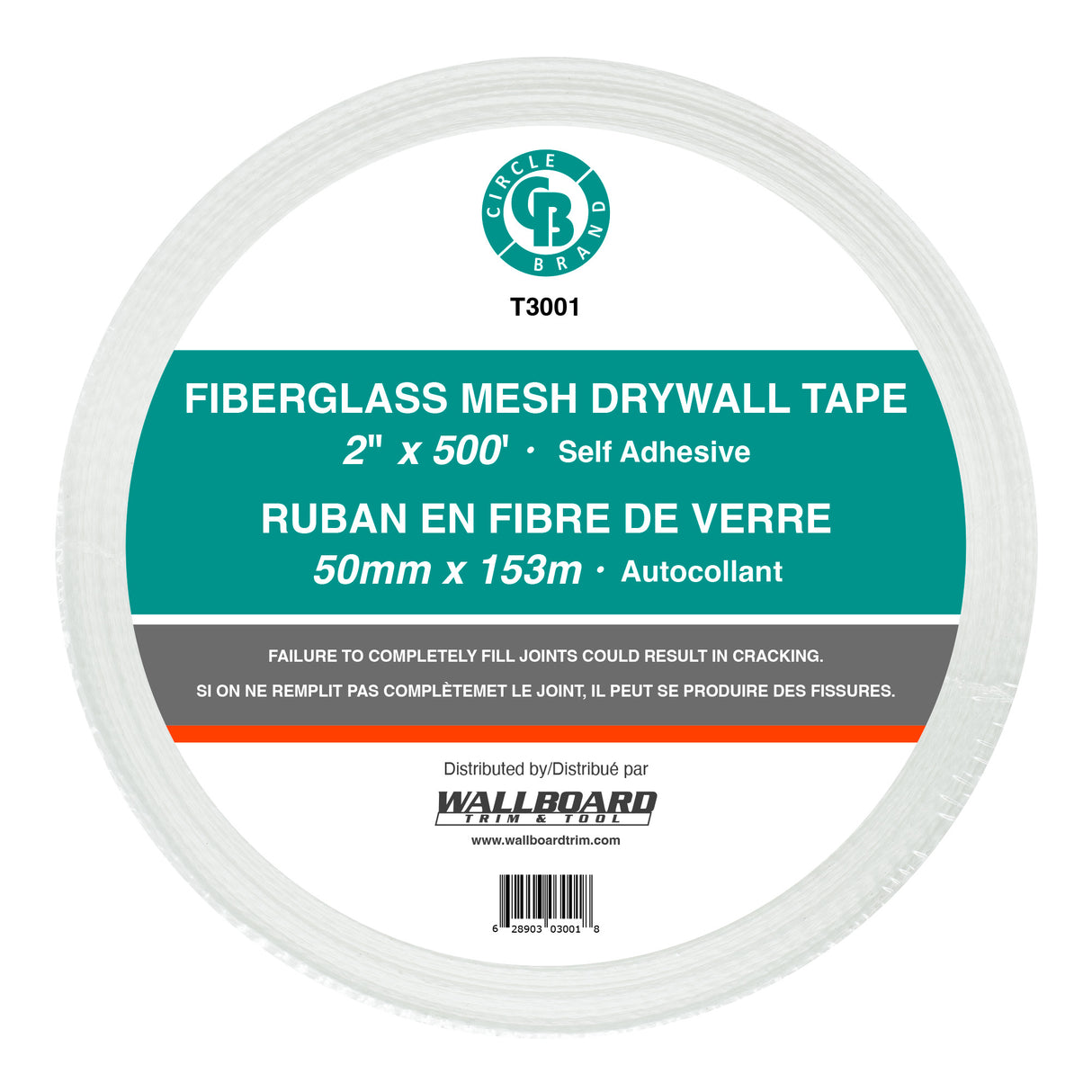 Circle Brand Ruban à mailles en fibre de verre de 2 po