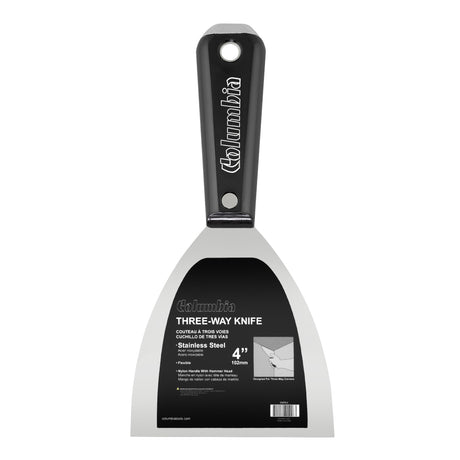 4-inch Columbia 3Way Putty Knife with stainless steel blade and black nylon handle