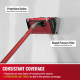 Level 5 Flat Box attached to a Level 5 fixed handle applying mud to a drywall joint