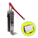 Level 5 Compound Pump with a black tube and red handle, including a filler, wrench, and bonus carrying case