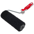 9-inch Level 5 Drywall Compound Roller with a black nap, nickle plated shank, and red and grey soft-grip handle