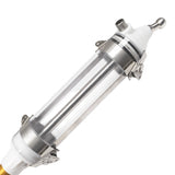 Close-up of TapeTech MR01TT MudRunner Pro head with clear gas-assisted compound tube and stainless steel components