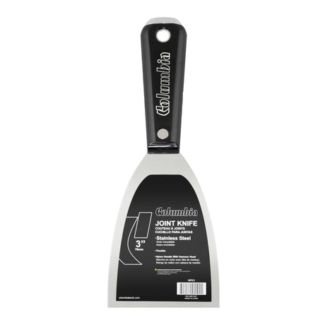 3-inch Columbia Joint Knife with stainless steel blade and black nylon handle with steel hammer head