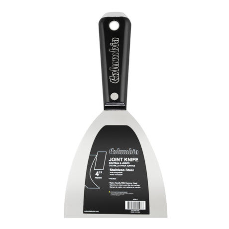 4-inch Columbia Joint Knife with stainless steel blade and black nylon handle with steel hammer head
