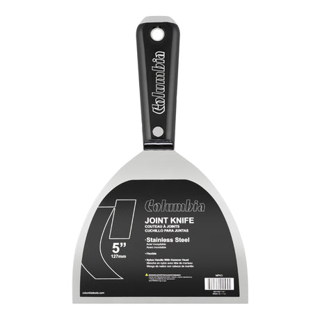 5-inch Columbia Joint Knife with stainless steel blade and black nylon handle with steel hammer head