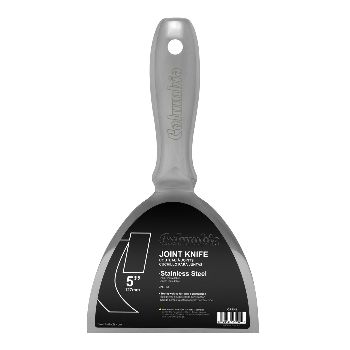 5-inch Columbia One Piece Putty Knife made with stainless steel blade, one-piece handle, and full tang construction