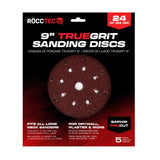 Discos de lijado RoccTec redondos de 9" para paneles de yeso, color rojo zafiro, para Festool (paquete de 5)
