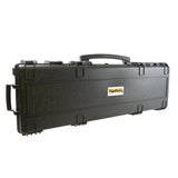 Black 46-inch TapeTech Hard Utility Case with handle and latch locks, quarter view