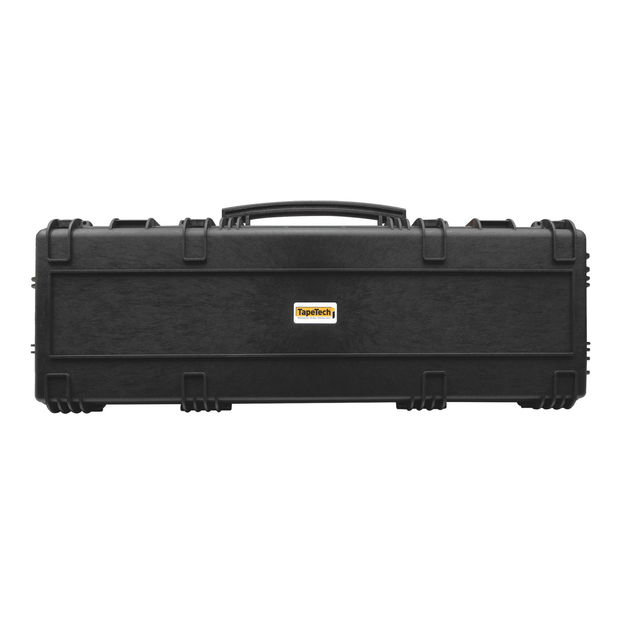 Black 46-inch TapeTech Hard Utility Case with handle and latch locks, front view