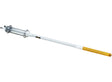TapeTech 14TT MudRunner with clear tube, white body, gold handle, and stainless steel components, side view