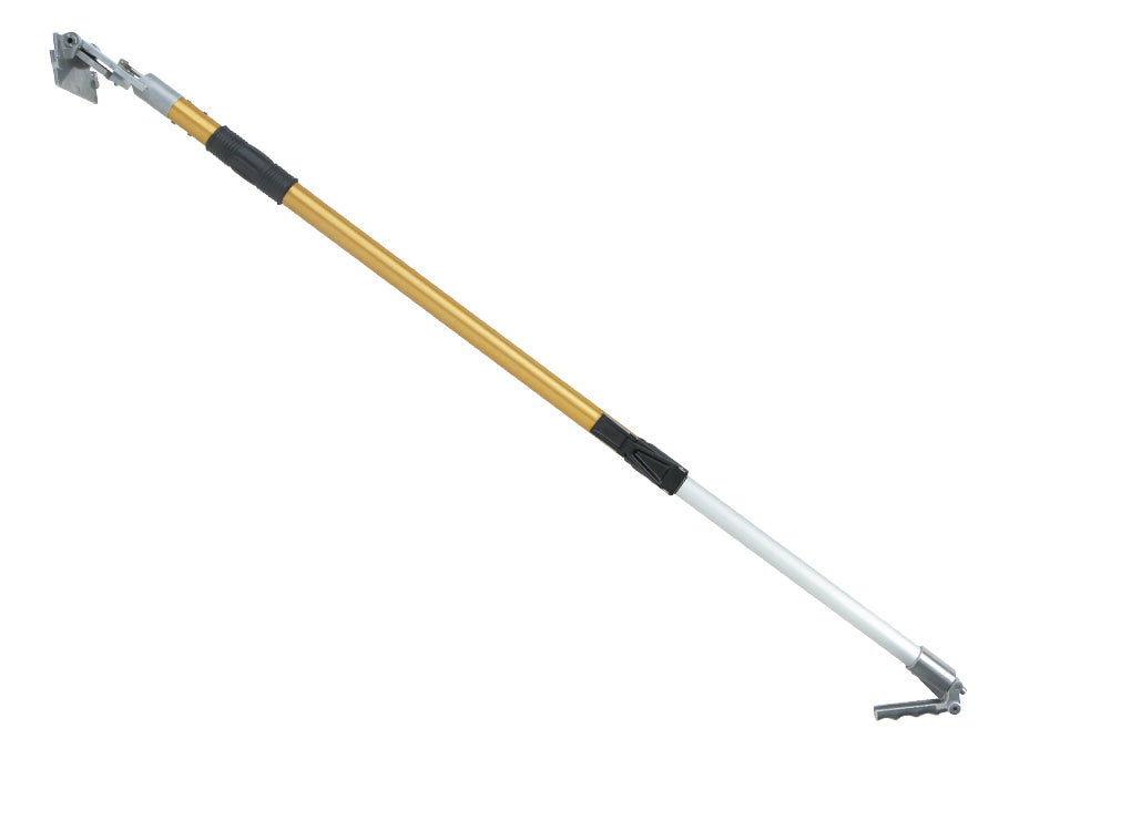 TapeTech 88TTE Box XTender Handle head with a gold body, black rubber grips, steel components, and a half extended white handle
