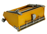 7-inch TapeTech EasyClean Finishing Box with gold aluminum body, brass blade holder, and crown control, quarter view