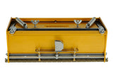 10-inch TapeTech EasyClean Finishing Box with gold aluminum body, brass blade holder, and crown control, front view