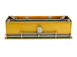 12-inch TapeTech EasyClean Finishing Box with gold aluminum body, brass blade holder, and crown control, front view