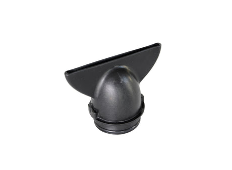 Black TapeTech CTA01TT Compound Tube Filler Adapter with a flat opening and threaded end for a compound tube, top view