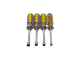 4 TapeTech nut drivers with hallow shaft and clear handle with yellow details