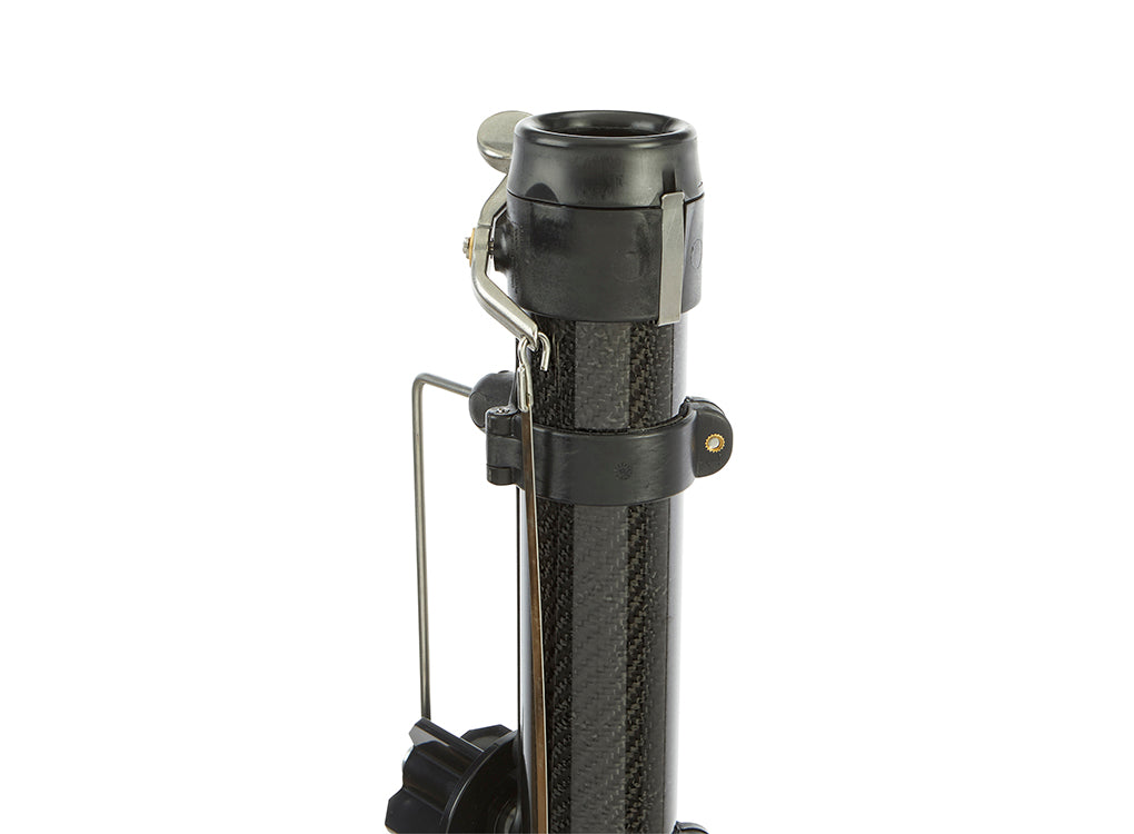 Close-up of the TapeTech 07TT-C EasyClean Carbon Fiber Automatic Taper, showing the black removable tube protector at the end