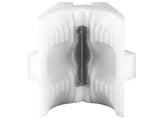 TapeTech Applicator Mud Head 90-degree outside corner with white body and steel components, front view