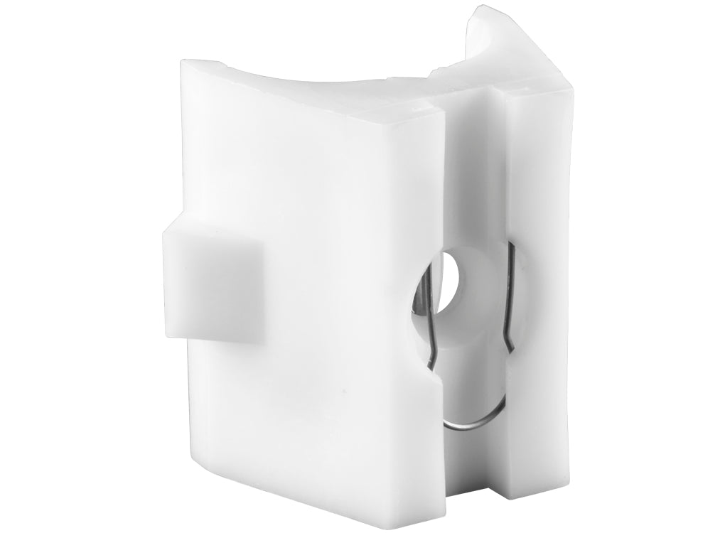 TapeTech Applicator Mud Head 90-degree outside corner with white body and steel components, back view