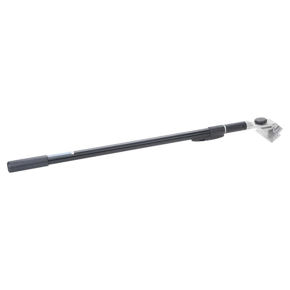 Retracted Asgard Brakeless Box Handle with black handle, rubber grip, and stainless steel head, side view