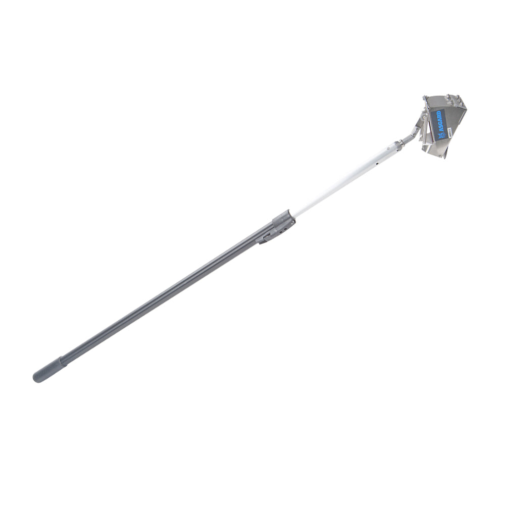 Extended 43-inch - 76-inch Asgard Extension Support Handle with black outer handle attached to a black Asgard Nail Spotter
