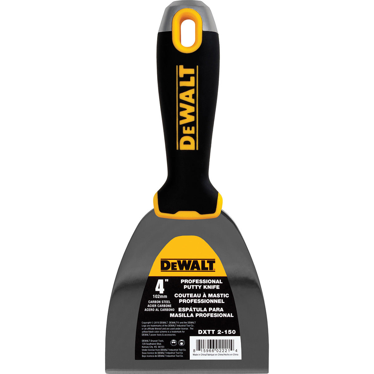 Cuchillo de acabado de acero al carbono DeWalt con mango de agarre suave