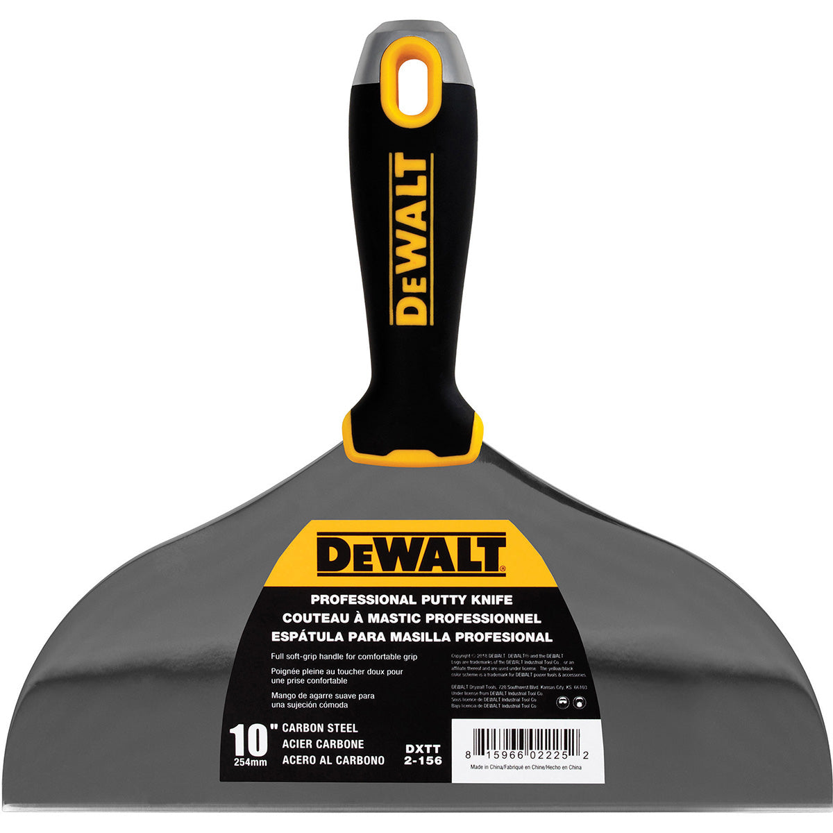 Cuchillo de acabado de acero al carbono DeWalt con mango de agarre suave