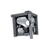 2-inch Columbia Angle Head in anodized gunmetal grey, made from solid billet aluminum with stainless steel wings and a black painted body, quarter view