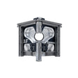 2-inch Columbia Angle Head in anodized gunmetal grey, made from solid billet aluminum with stainless steel wings and a black painted body, front view