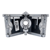 3.5-inch Columbia Angle Head in anodized gunmetal grey, made from solid billet aluminum with stainless steel wings and a black painted body, back view