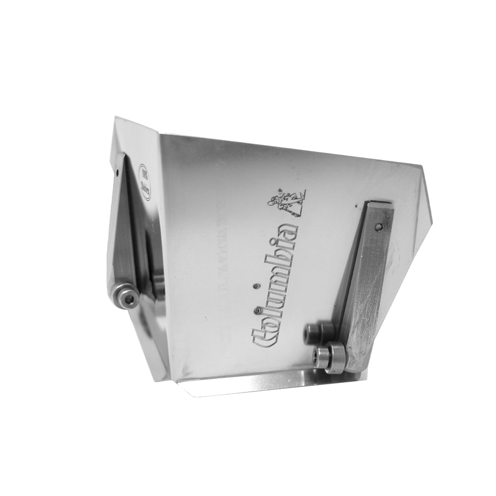 3.5-inch Columbia Standard Flusher made from aluminum with steel components and wheels, quarter view