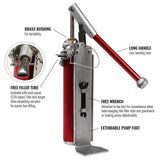 Level 5 Compound Pump with a black tube and red handle, including a filler, and black wrench