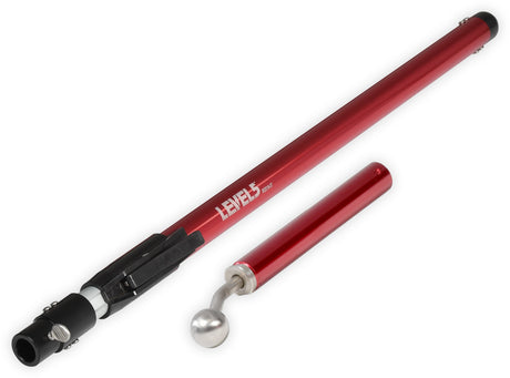 52-inch Level 5 Extendable Accessory Handle made of solid aluminum, with red finish and corner finisher handle attachment
