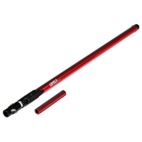 72-inch Level 5 Extendable Accessory Handle made of solid aluminum, with red finish and corner roller handle attachment