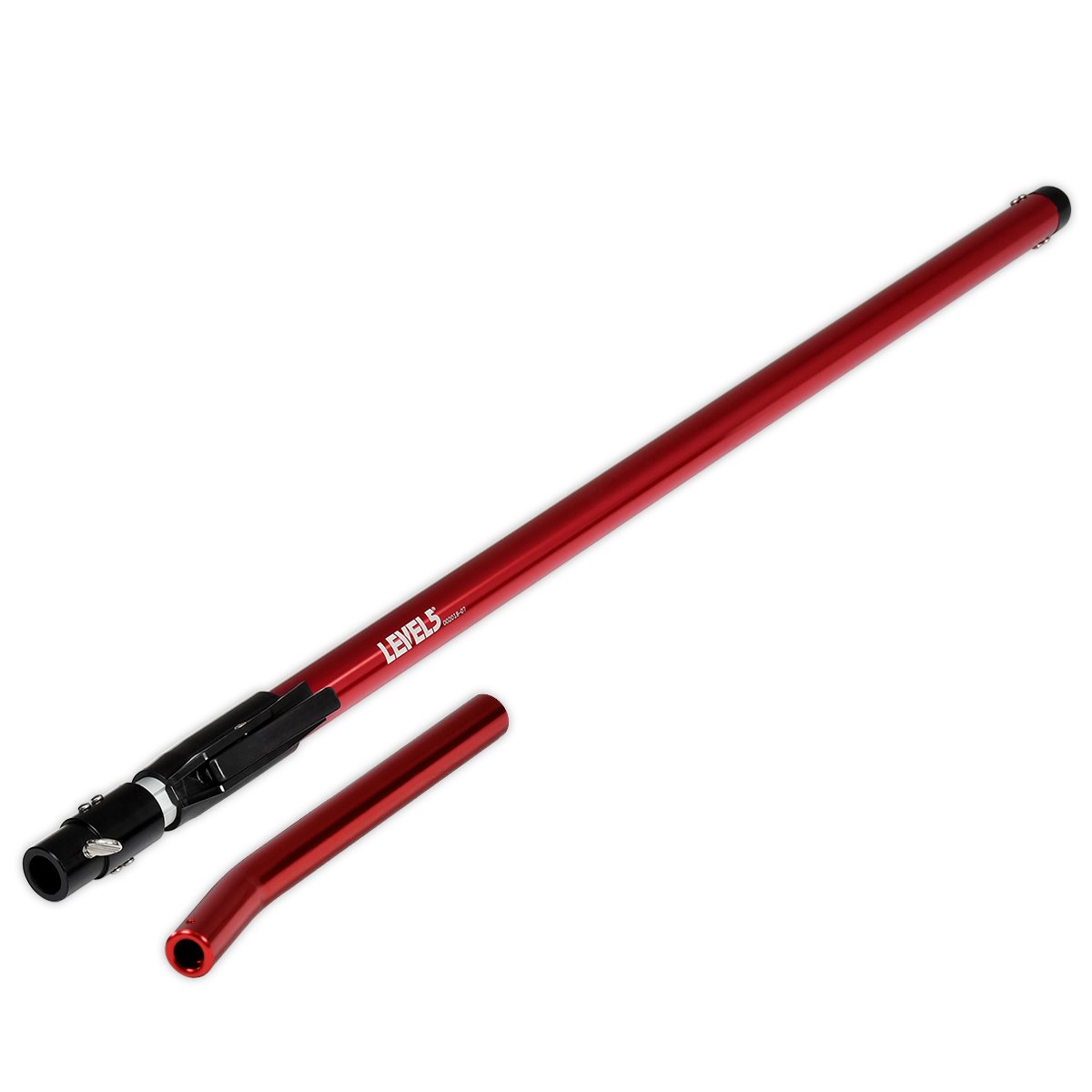 72-inch Level 5 Extendable Accessory Handle made of solid aluminum, with red finish and corner applicator handle attachment