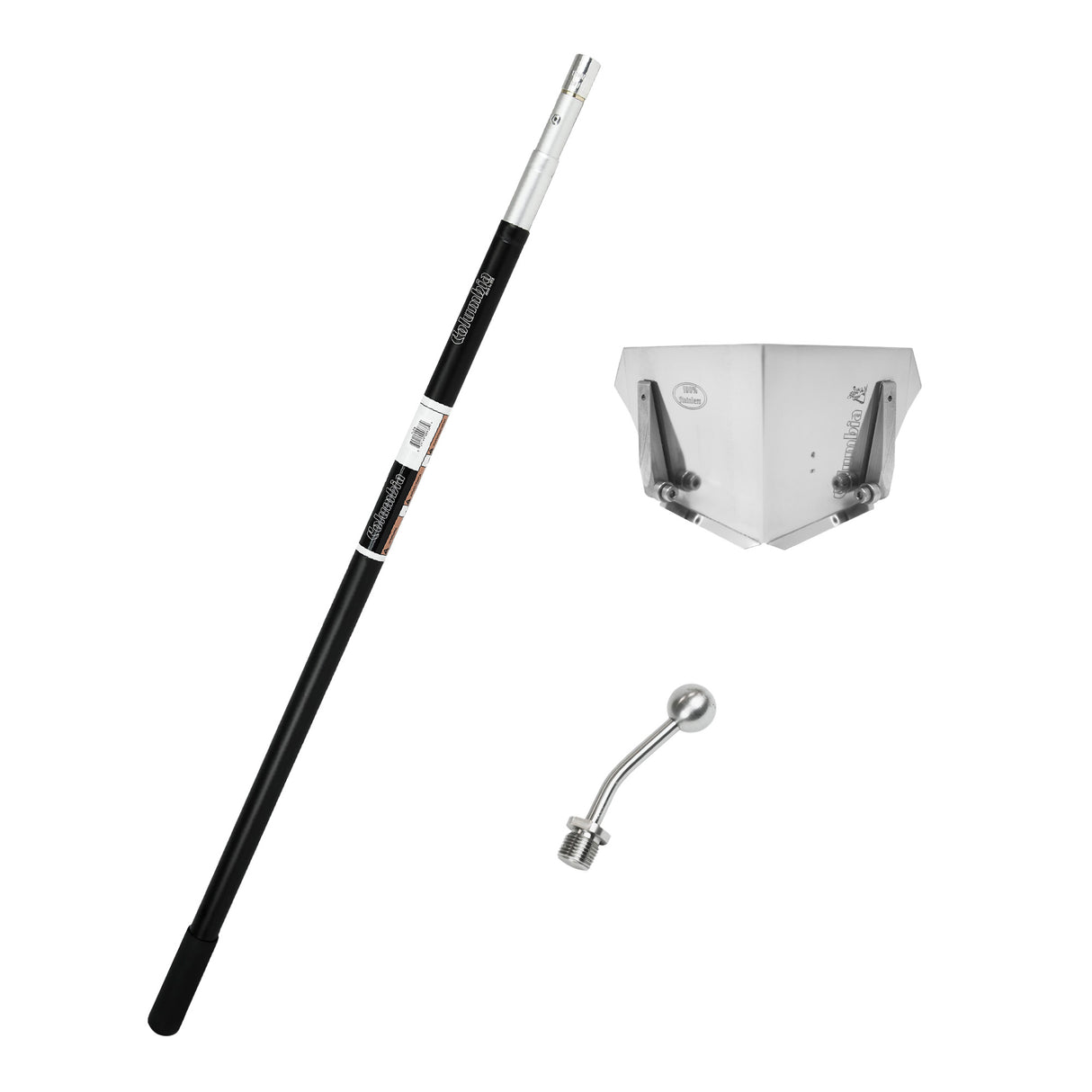 Semi-automatic Columbia taping set with twist and lock handle, angle head adaptor, and 4-inch standard flusher