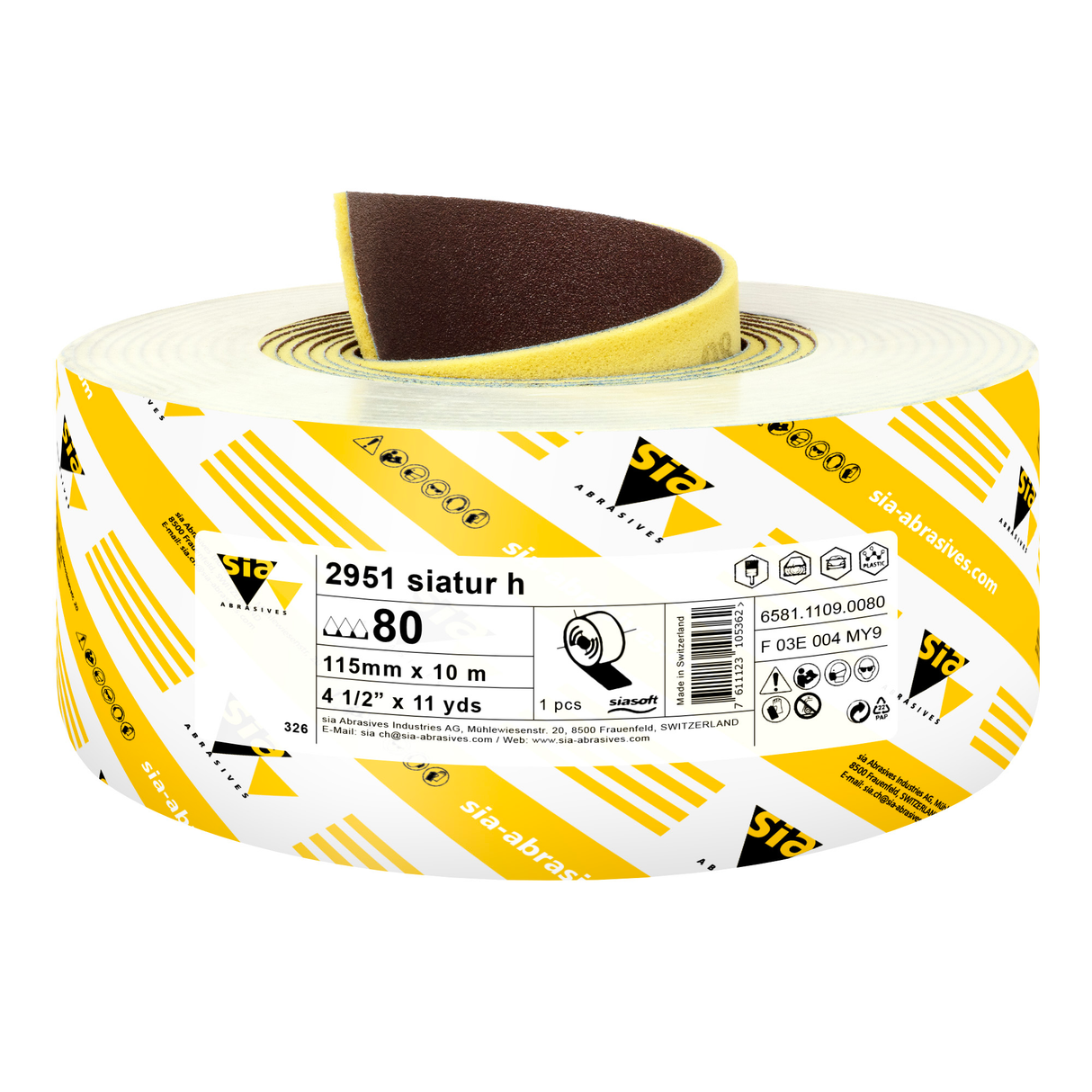 Sia Abrasives Papier abrasif à dos éponge 4,5 po x 11 verges