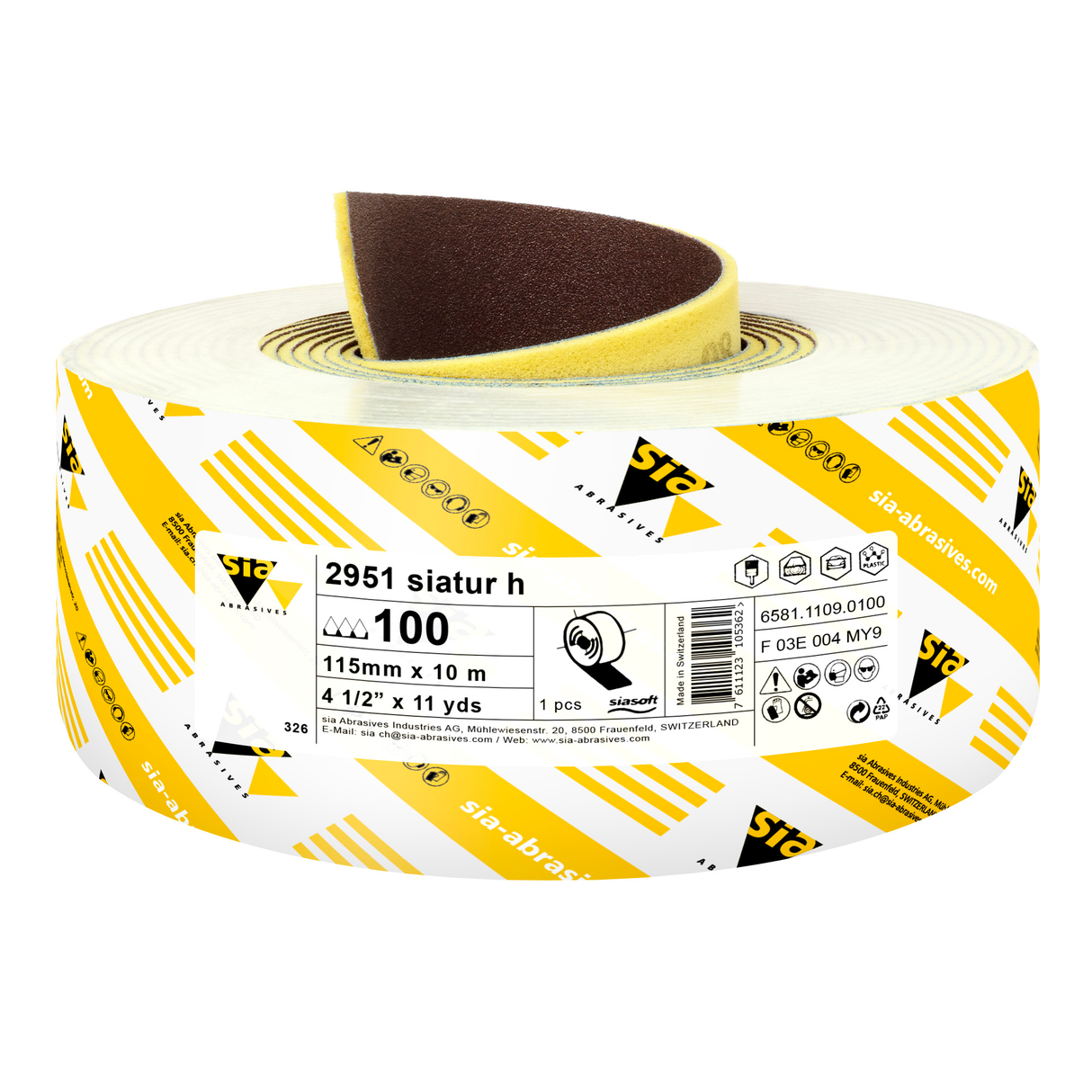 Sia Abrasives Papier abrasif à dos éponge 4,5 po x 11 verges