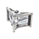 Asgard 3-inch angle head with stainless steel frame, patented positive ball retainer, and easy roll wheels, quarter view