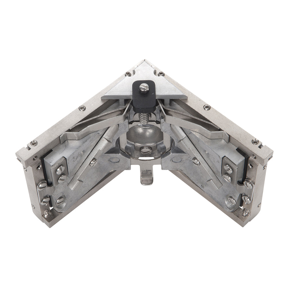 Asgard 3.5-inch angle head with stainless steel frame, patented positive ball retainer, and easy roll wheels, top back view