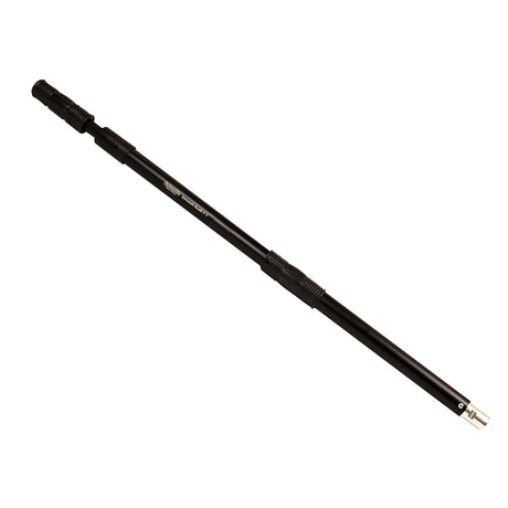 Slightly extended Columbia One Extendable Handle made from billet aluminum and steel components with a black finish, and black rubber grips