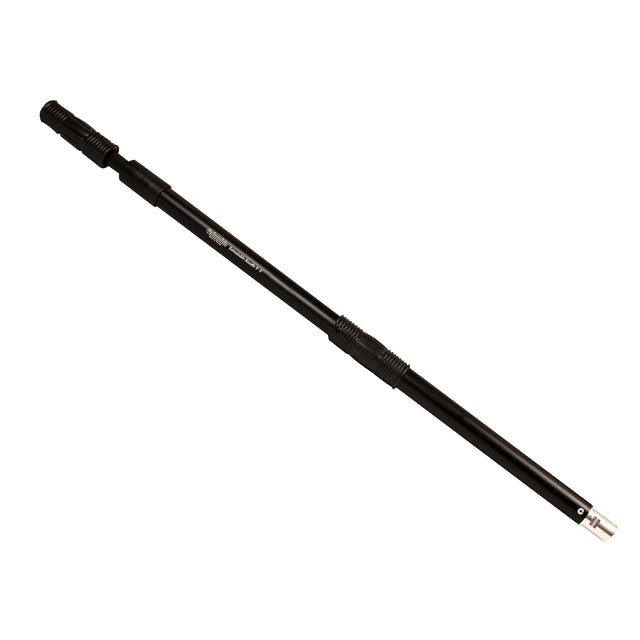 Slightly extended Columbia One Extendable Handle made from billet aluminum and steel components with a black finish, and black rubber grips