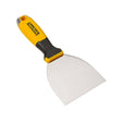 4-inch TapeTech Premium Carbon Steel Joint Knife with carbon steel blade, oversized yellow and black rubber handle, and alloy hammer end