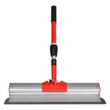 12-inch Level 5 Skimming Blade with a steel blade, red end caps, and a grey plastic body attached to a red extendable handle