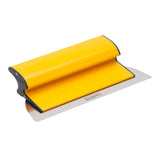 12-inch TapeTech Premium Finishing Knife with yellow composite frame, grey end caps, and stainless steel blade, quarter view