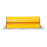 14-inch TapeTech Premium Finishing Knife with yellow composite frame, grey end caps, and stainless steel blade, front view