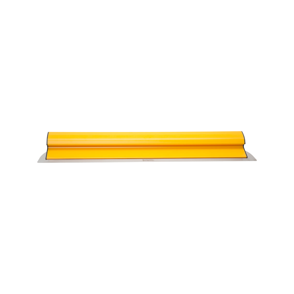 32-inch TapeTech Premium Finishing Knife with yellow composite frame, grey end caps, and stainless steel blade, front view