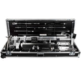 Front view of an open Columbia automatic taping tool case containing handles, skimming blades, automatic taping attachments, a mud pump, and an automatic taper