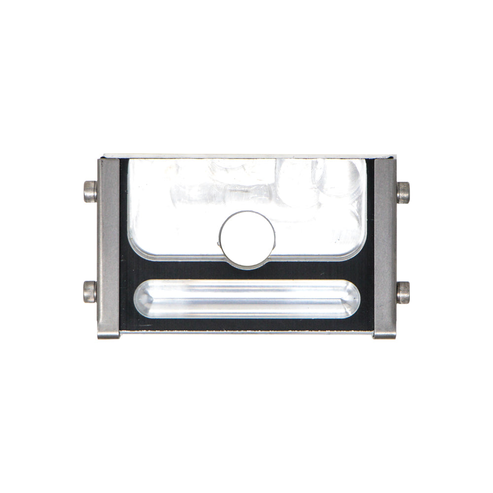 Columbia Flat Applicator made from billet aluminum and steel components with a black painted finish, front view